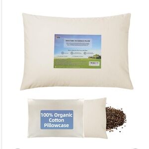 Organic Buckwheat Pillow & Organic Cotton Pillowcase Cervical Support